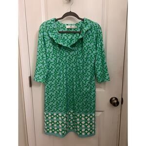 Jean-Pierre Klifa Blue Green Swing Dress XL playful preppy Resort Beachy Luxury